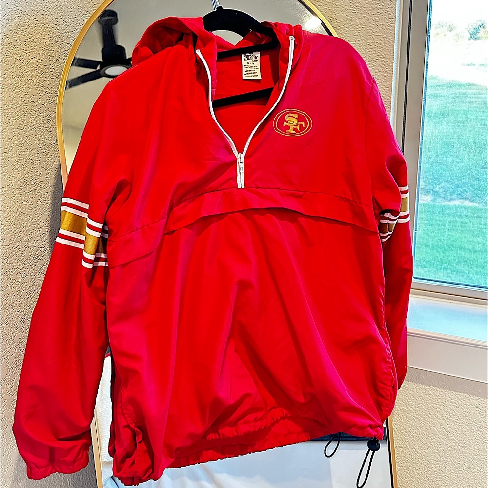 Pink San Francisco 49ers half zip windbreaker